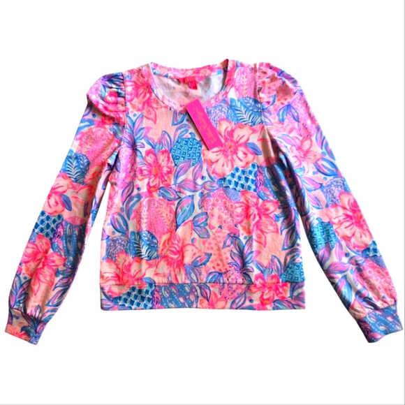 Lilly Pulitzer Tops - Lilly‎ Pulitzer Jansen Long Sleeve Sweatshirt Pink Isle Snappy Turtle Size S
